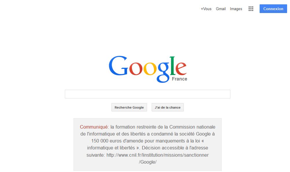 google.fr privacy violation notice